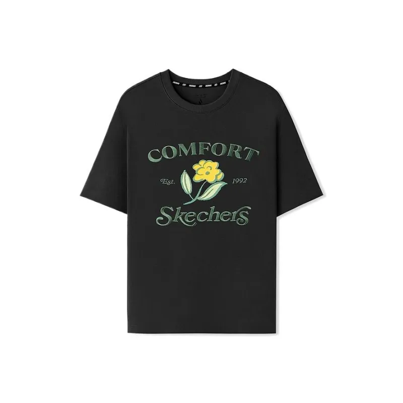 Skechers Drop Shoulder Sleeve T Shirt Women's Carbon Black 0018-0
