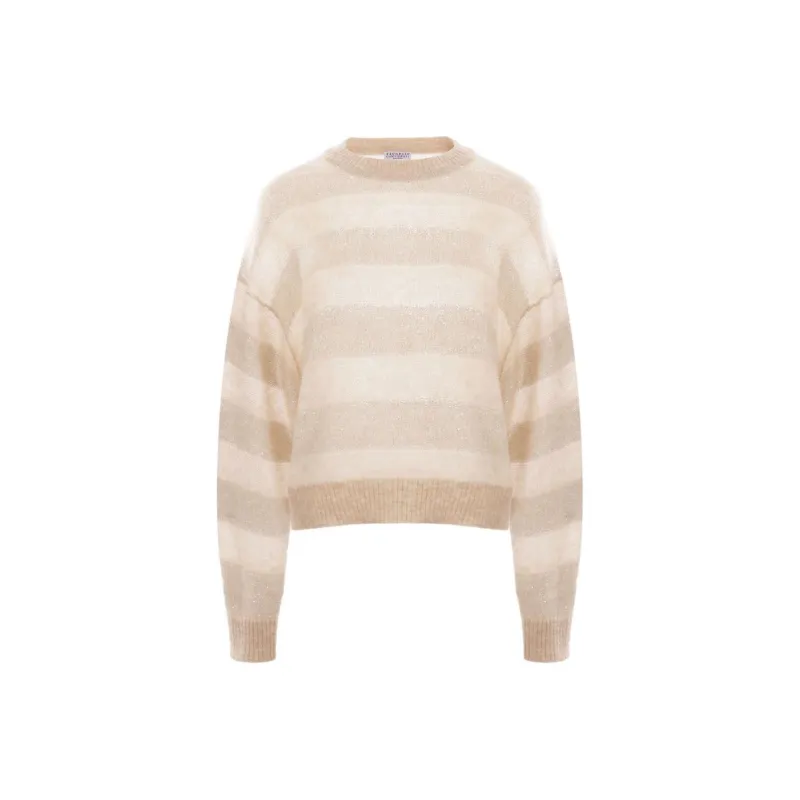 Brunello Cucinelli Sequined Striped Crewneck Jumper-0