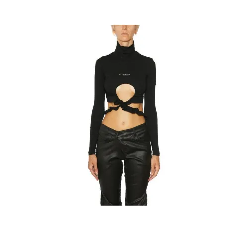 Ottolinger Logo-Lettering Cut-Out Roll-Neck Cropped Blouse