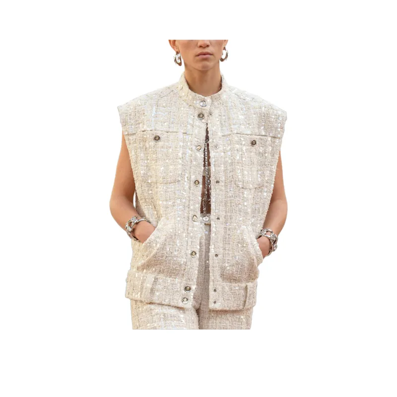 CHANEL 2001 Tweed Sleeveless Jacket-0