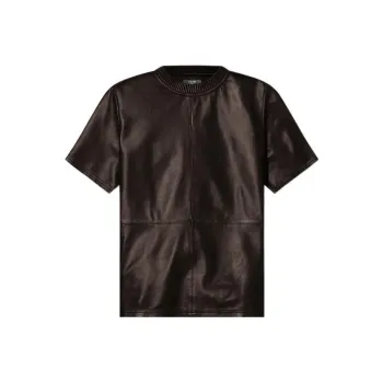 AMIRI Crewneck Short Sleeved Leather T Shirt