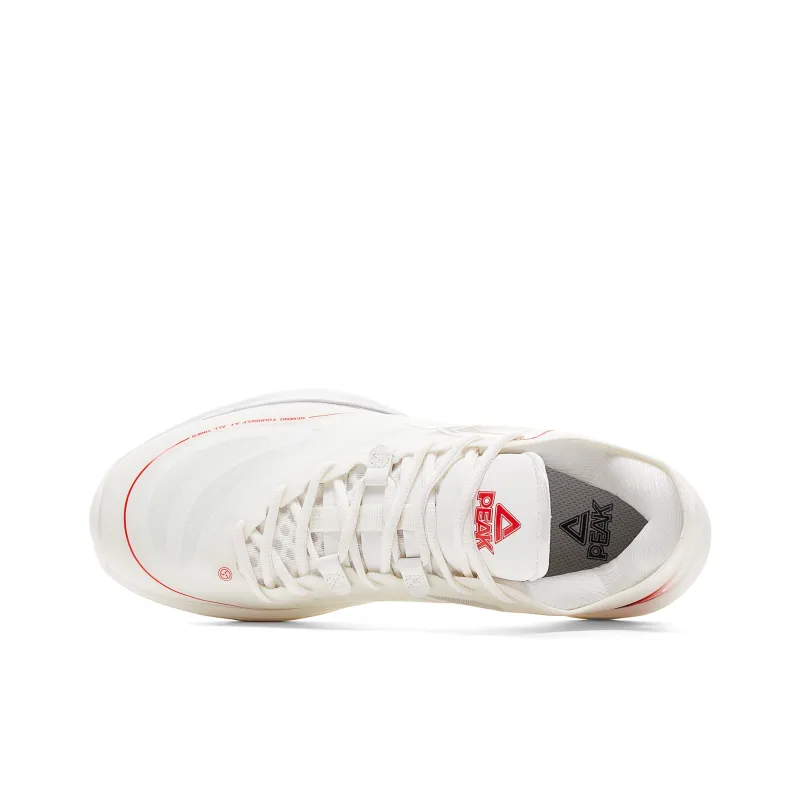 PEAK Lightness 3.0 Cushioning Slip Resistant Low Top Basketball Shoes Men's Ivory Red-3