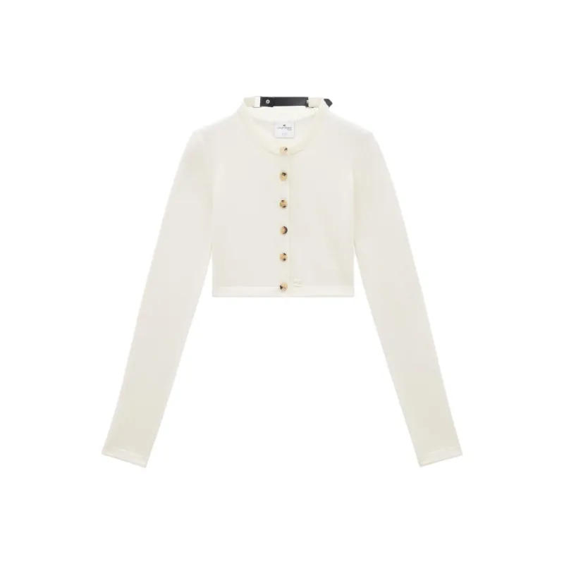 COURREGES Cropped Fine knit Cardigan-0