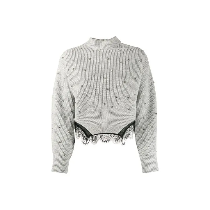 Self portrait FW21 Loose Fit Sweater Women's Gray-0