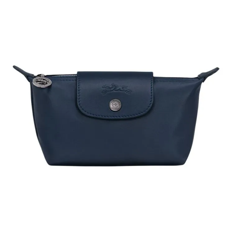 LONGCHAMP Le Pliage Xtra Cow Leather Makeup Bag, Clutch Women's Blue-0