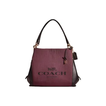 COACH Dalton Jacquard With Genuine Calfskin Tote Bag Shopping Bag Handbag Large Size Women's Gold/Black Peach