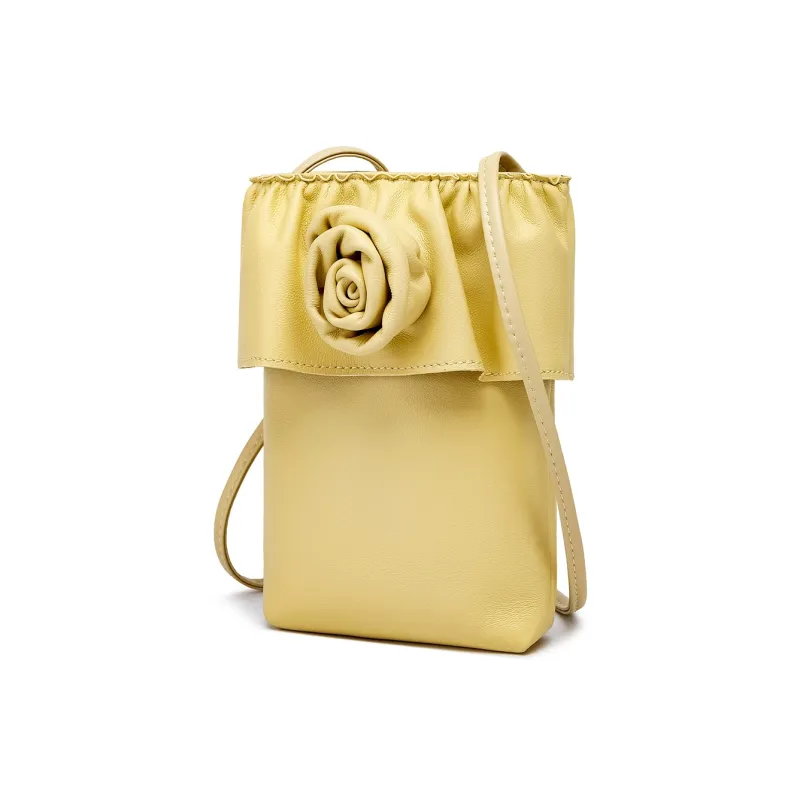 FAIRWHALE Lambskin Cell Phone Pouch Key Pouch Women's Yellow/White/Black-1