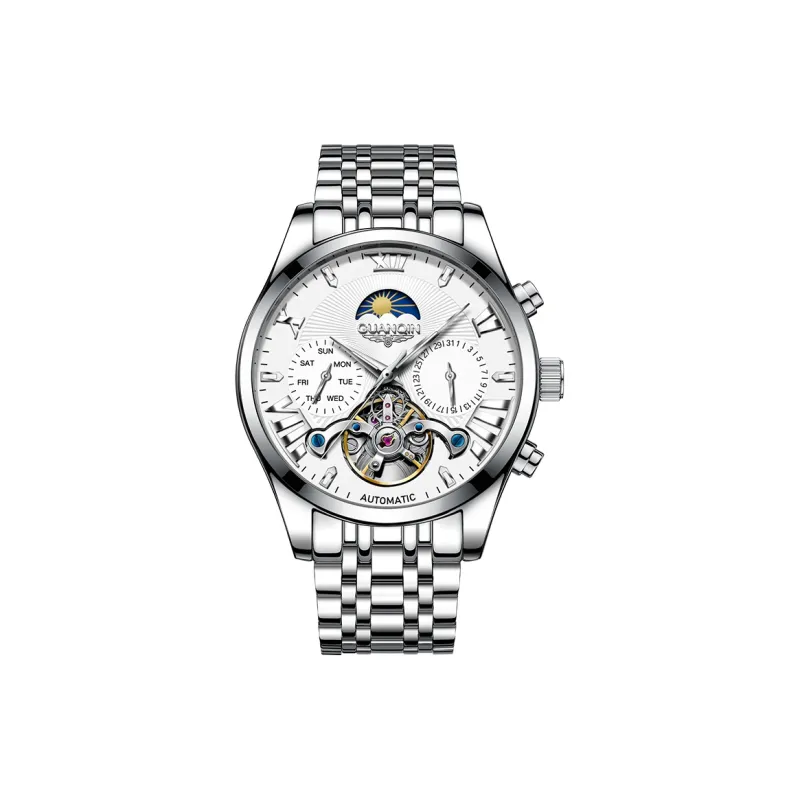 GUANQIN Ruidong Collection Automatic Mechanical Movement Steel Strap Watch Men's Watches White Dial-0