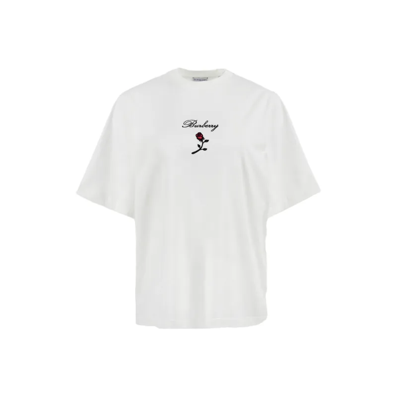 Burberry Logo Embroidered Crewneck T Shirt 'Rain'-0
