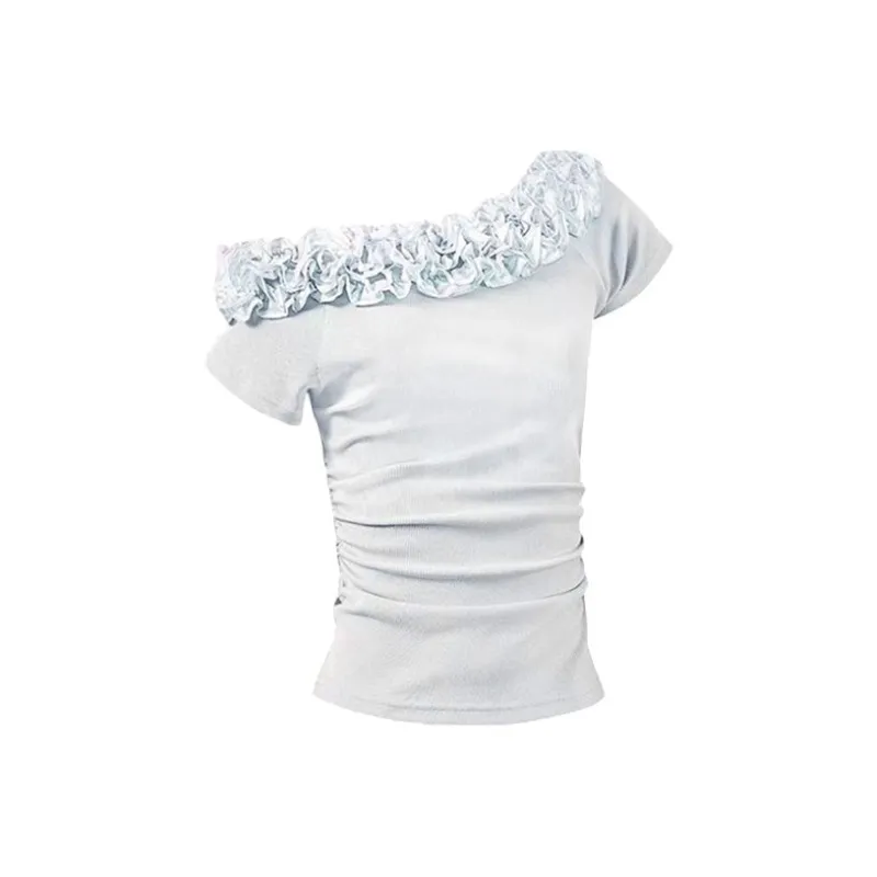 HUINIAN T Shirt Women's Light Gray Blue-1