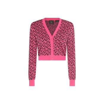 PINKO Logo jacquard V neck Cardigan