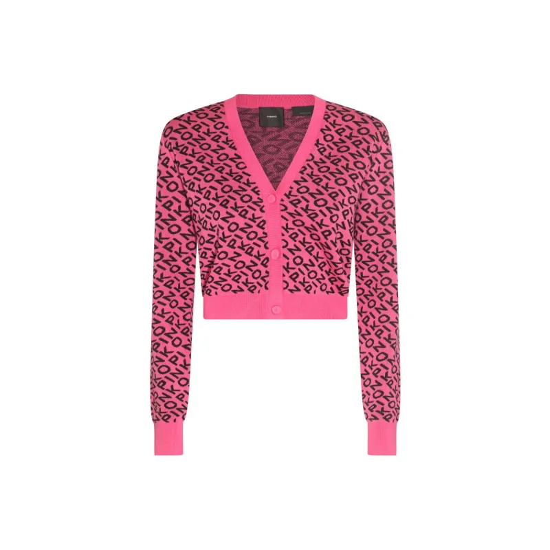 PINKO Logo jacquard V neck Cardigan-0
