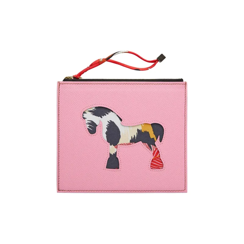 HERMES Cow Leather Clutch Women's Pink-0