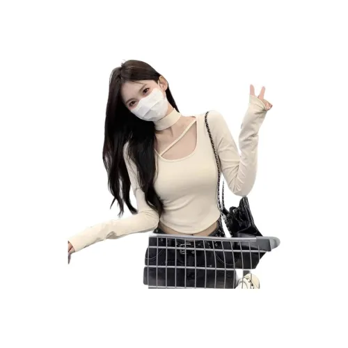 PAIN OR PLEASURE Regular Long Sleeved Inner Regular Shoulder T Shirt Top Women's
