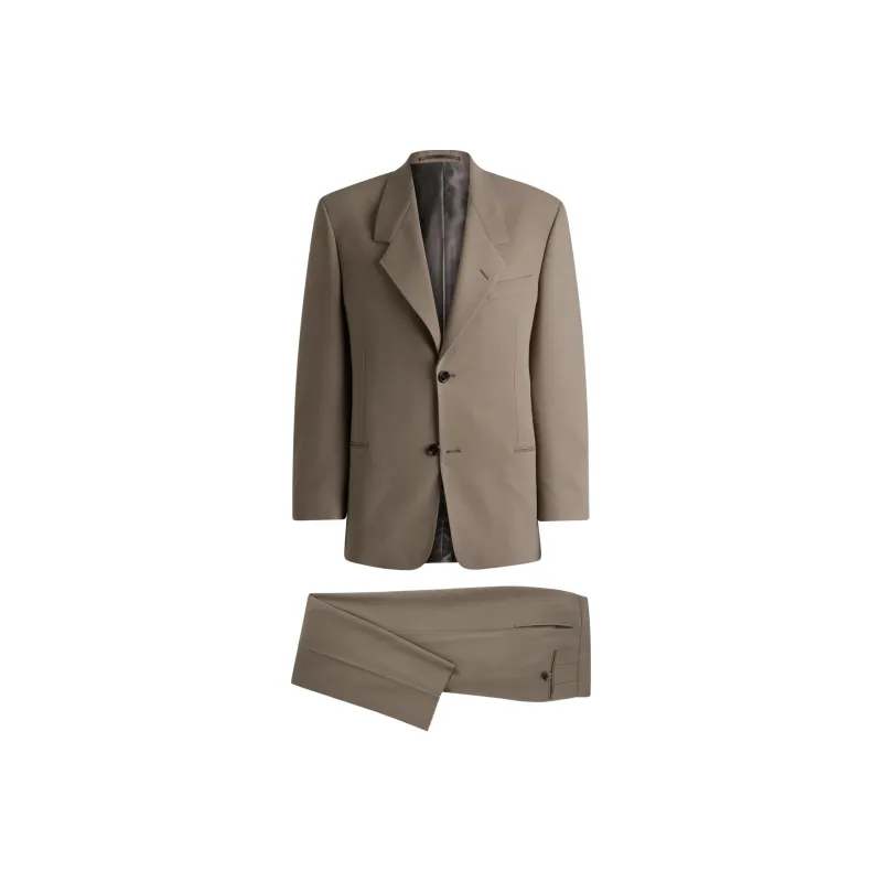 HUGO BOSS Regular-Fit Two-Piece Suit In Stretch Wool Business Suits Men's Beige-0