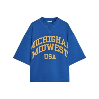 ZARA Drop Shoulder Sleeve T Shirt Women's Blue