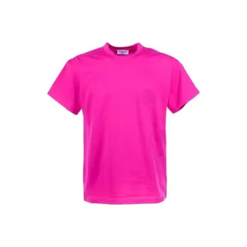 Balenciaga SS22 Drop Shoulder Sleeve T Shirt Women's Neon Pink Loose Fit Style