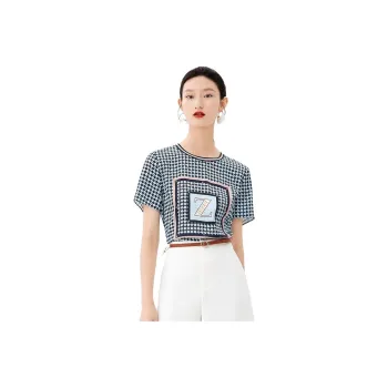 JZ Juzui T-Shirt Women's Floral Light Blue