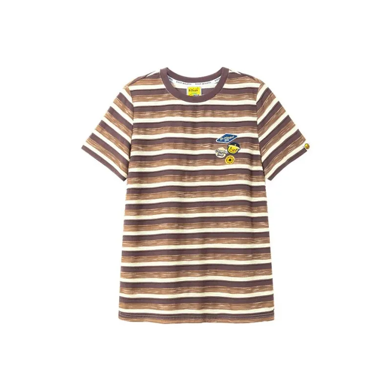 B.Duck T Shirt Women's Blue Brown Stripes-0