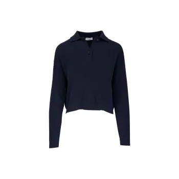 Brunello Cucinelli Embellished English Rib Knit Polo Shirt