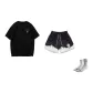 Snowmelt Shorts-Black+Black Short-Sleeved (Random Style)+Free Random Sports Socks