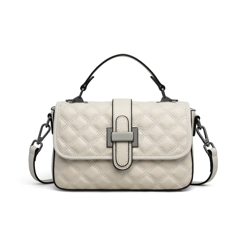 EBLAN Cow Leather Handbag Regular Women's Black/White-7