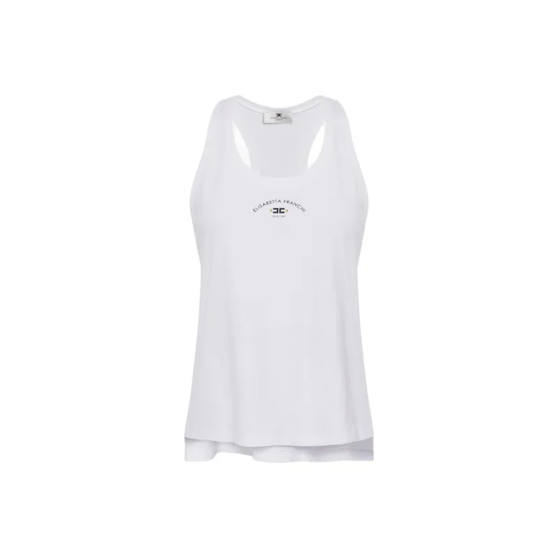 Elisabetta Franchi Logo Printed Jersey Tank Top-0