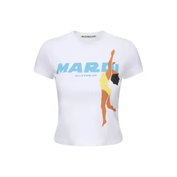 MARDI MERCREDI Crop Tops Women's Bleached Colored Glaze Blue