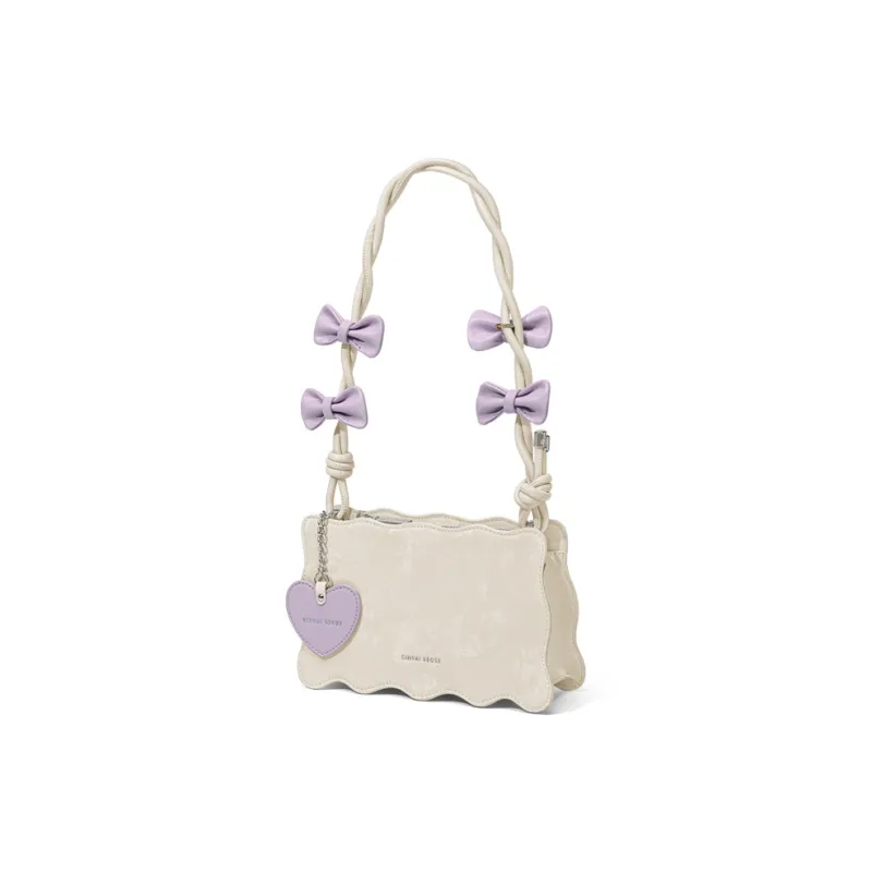 CinvaiKrose Synthetic Leather Shoulder Bag French Shoulder Bag Small Square Bag Small Size Women's Ecru/Silver-2