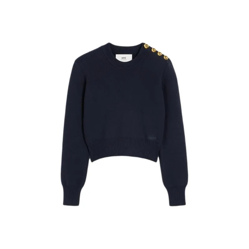 AMIPARIS Button Embellished Crewneck Knitted Jumper-0