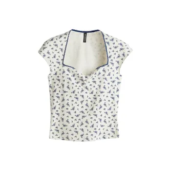 H&M T Shirt Women's Cream/Floral
