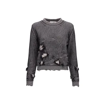 MM6 Maison Margiela Crewneck Distressed Effect Knitted Jumper