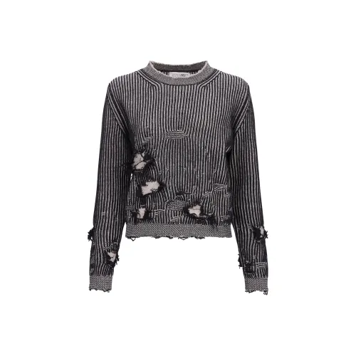 MM6 Maison Margiela Crewneck Distressed Effect Knitted Jumper