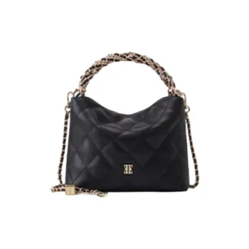 ELLE Split Cow Leather Pillow Bag, Shoulder Bag, Crossbody Bag, Handbag Small Size Women's Black/Ancora Red/White/Pink