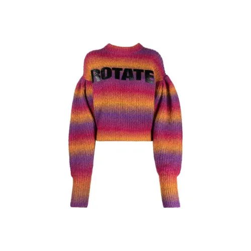 Rotate Intarsia logo Striped Cropped Jumper