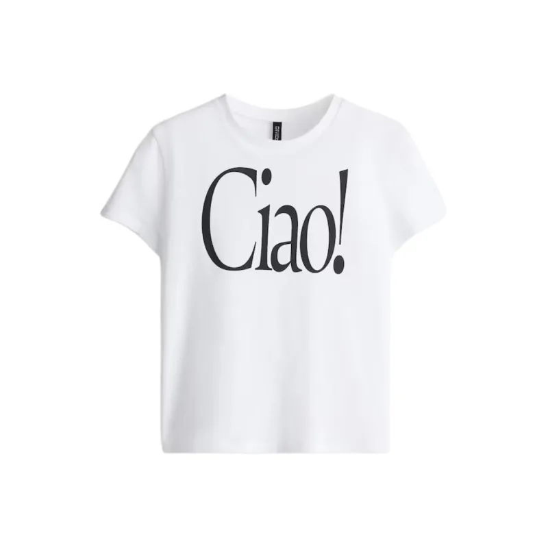 H&M T Shirt Women's White/Black-0