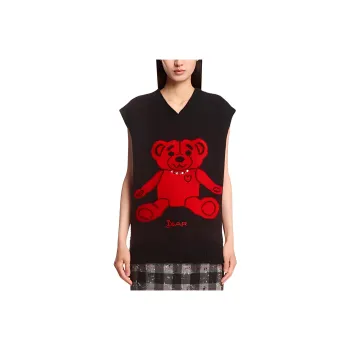 Alessandra Rich Bear Patterned Intarsia-Knitted Vest