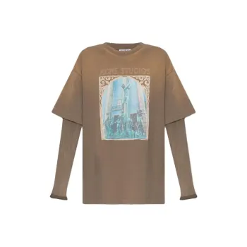 Acne Studios Drop Shoulder Sleeve T Shirt Women's Brown