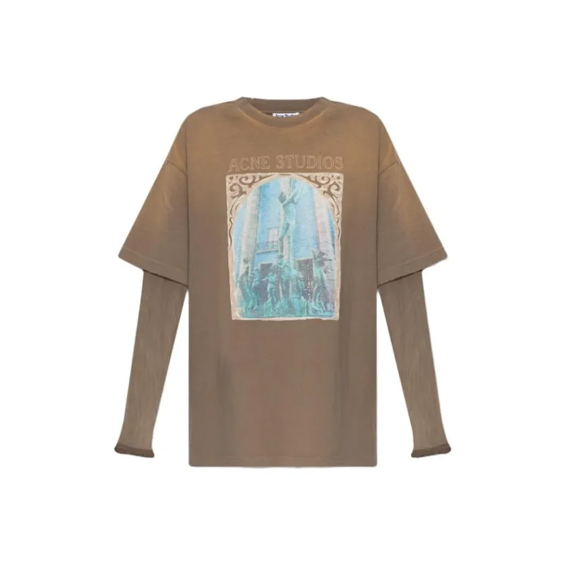 Acne Studios Drop Shoulder Sleeve T Shirt Women's Brown-0