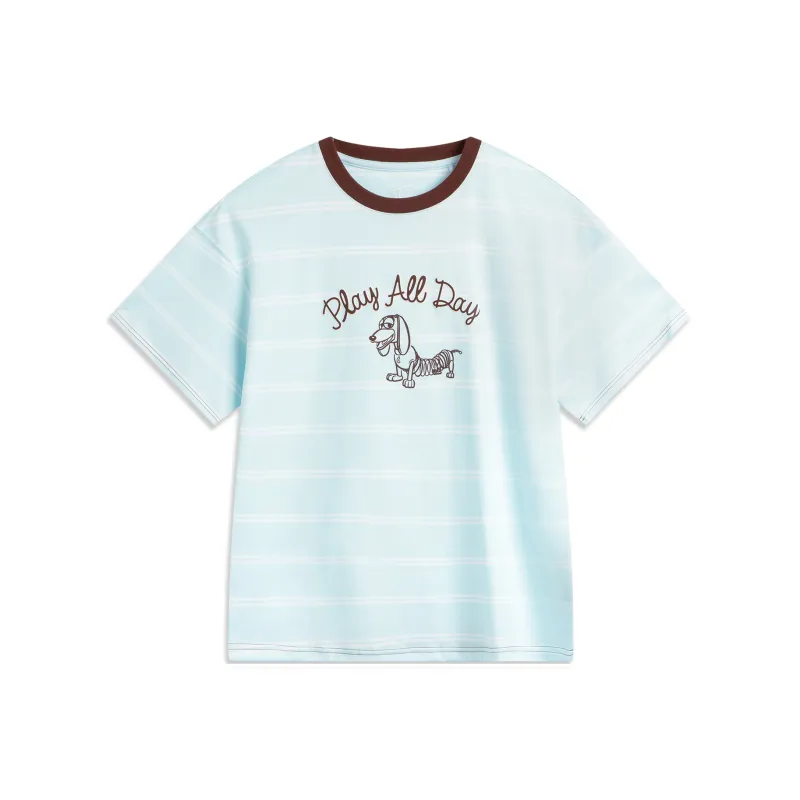LiNing x Disney T Shirt Women's Light Sky Blue/Standard White-0