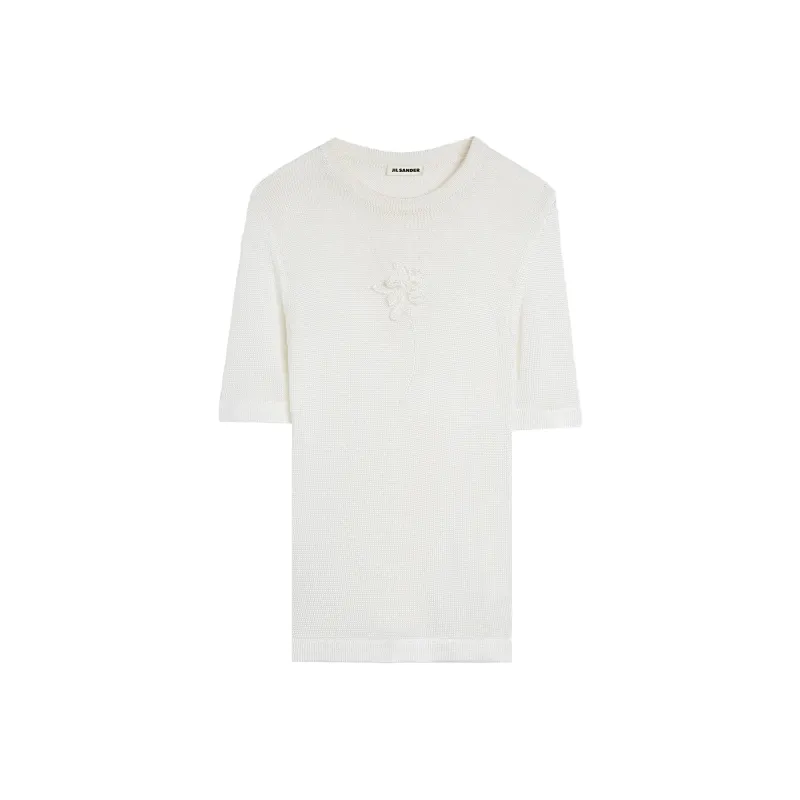 JIL SANDER Crochet flower Knit T shirt-0