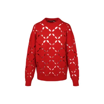 VERSACE Cut Out Wool Sweater 'Red'