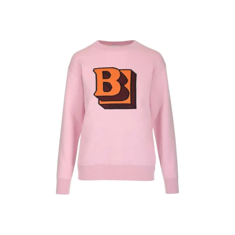 Burberry Logo Embroidered Ribbed Sweater 'Pale Candy Pink'-0