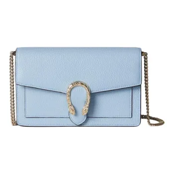 GUCCI Grain Leather Crossbody Bag Regular Women's Light Blue