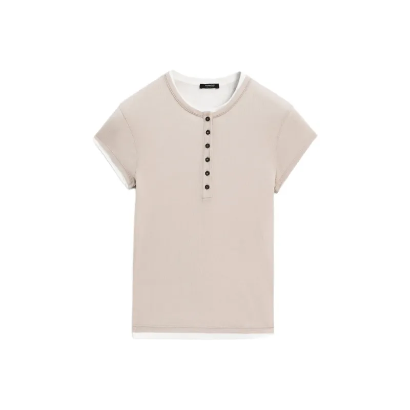 Massimo Dutti T-Shirt Women's Brown-0