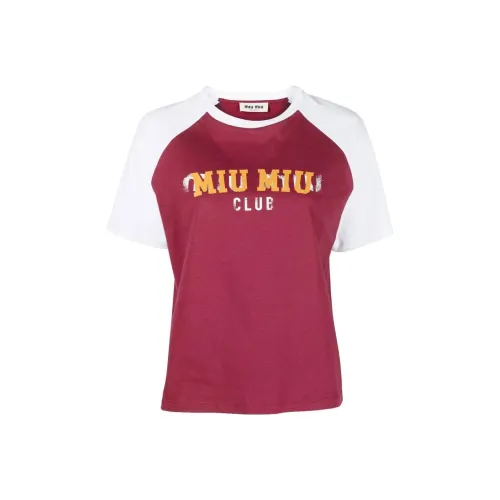 MIU MIU SS22 Raglan Sleeve T Shirt Women's Red