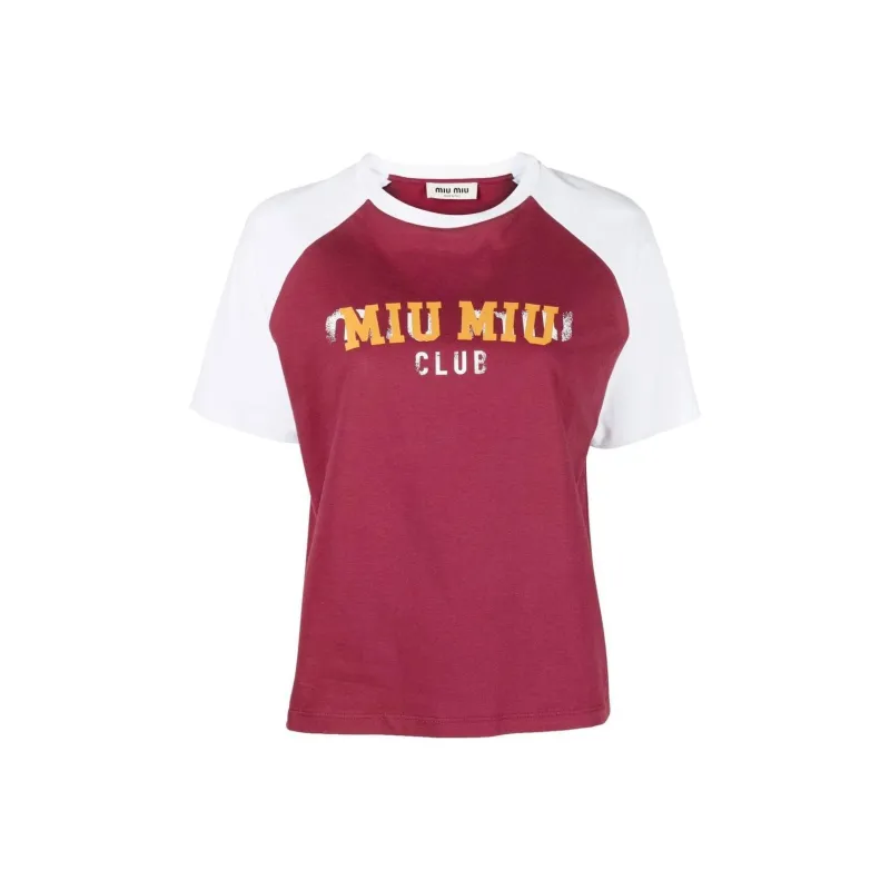 MIU MIU SS22 Raglan Sleeve T Shirt Women's Red-0