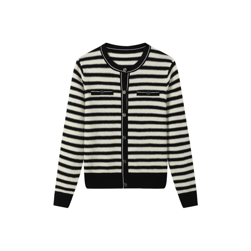 H YXIANG Sweater Women's Black White-0