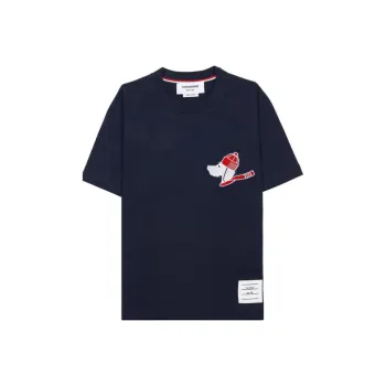 THOM BROWNE Festive Jersey Short Sleeved Button Hector T Shirt