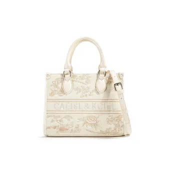 CAEISL&KCIEL Synthetic Leather Tote Handbag Women's White With Embroidery